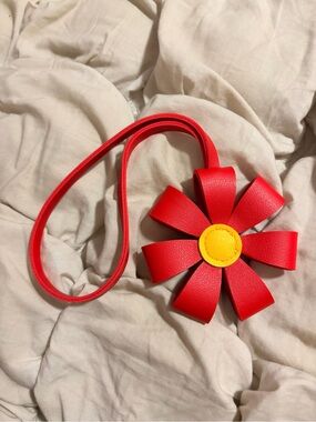 Free People Red Daisy Leather Bag Charm